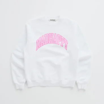 Madhappy White Campus Fleece Crewneck